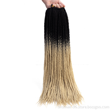 MYZYR Crochet Hair Ombre Senegalese Twist Synthetic Crotchet Braid 20inch 20 Roots Braiding Meche Extensions Twists Braids